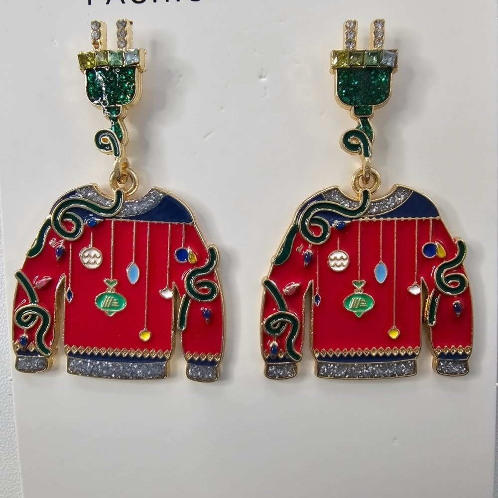 Festive Red Sweater Earrings